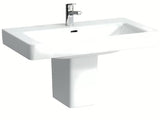 Umywalka meblowa Laufen Pro S 85x46 cm z błyszczącej białej ceramiki z otworem pro baterię pośrodku.