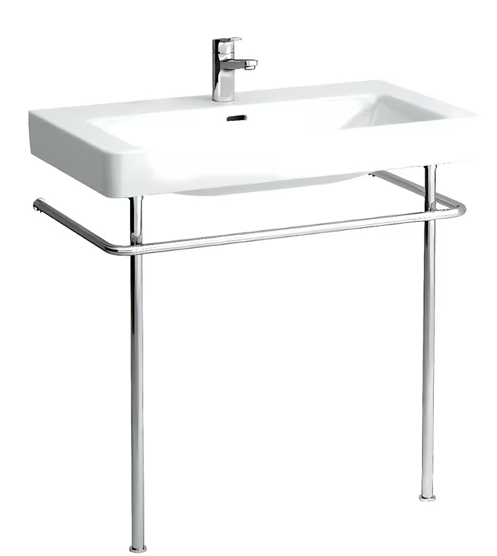 Umywalka meblowa Laufen Pro S 85x46 cm z błyszczącej białej ceramiki z otworem pro baterię pośrodku.
