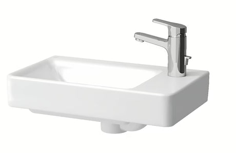 Biała ceramiczna mała umywalka Laufen Pro S 48x28 cm z otworem pro baterię po prawej stronie