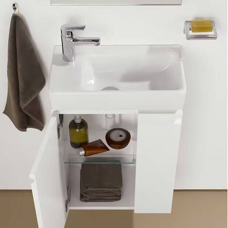 Biała ceramiczna mała umywalka Laufen Pro S 48x28 cm z otworem pro na baterię po lewej stronie