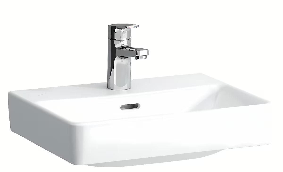 Biała ceramiczna mała umywalka Laufen Pro S 45 x 34 cm z otworem pro na baterię pośrodku