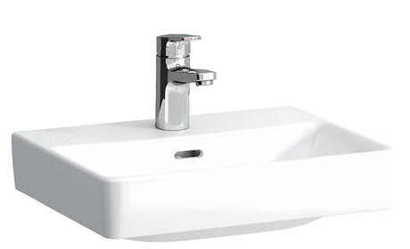 Biała ceramiczna mała umywalka Laufen Pro S 45 x 34 cm z otworem pro na baterię pośrodku
