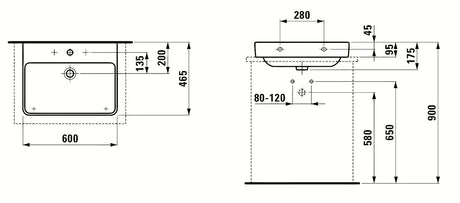 Biała ceramiczna umywalka wisząca Laufen Pro S 60x46,5 cm z otworem na baterię pośrodku