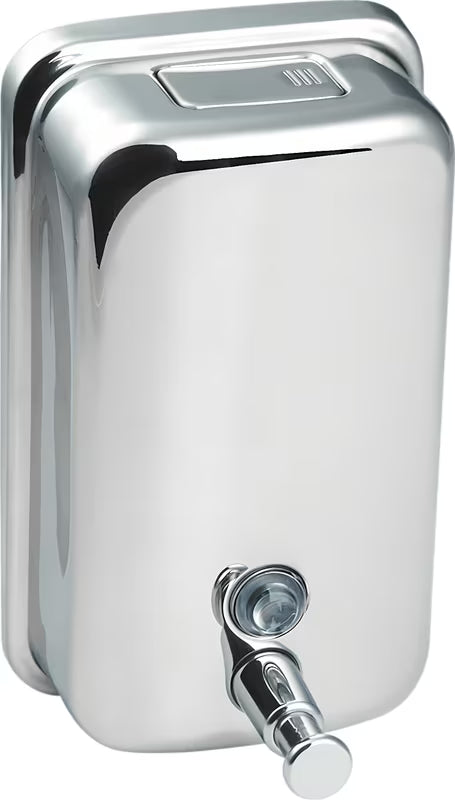 Ścienny dozownik do mydła SIKO Chrome z polerowanej stali nierdzewnej o pojemności 500 ml.