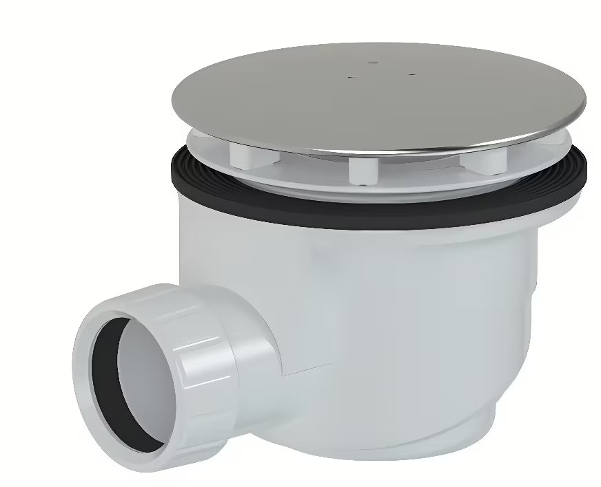 Syfon Multi ke do brodzika 90 mm z chromowaną pokrywą i czyszczeniem od góry