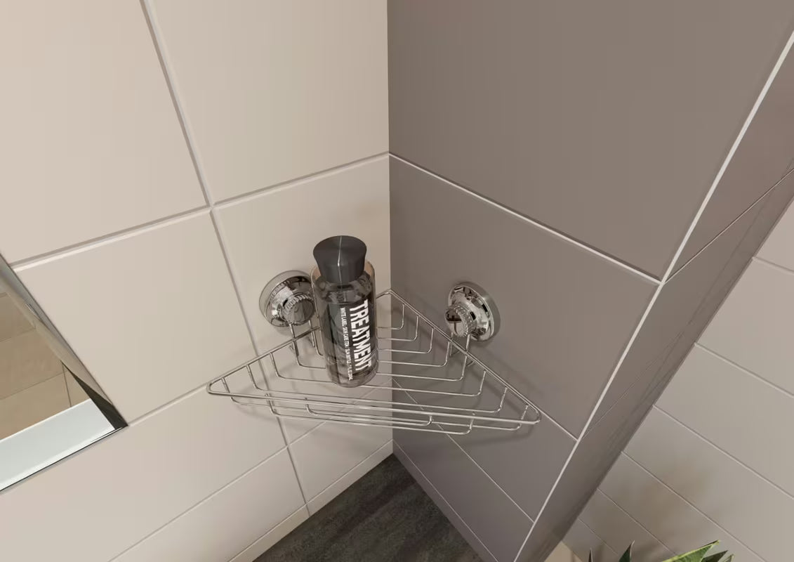 Multi Ecoloc półka narożna z przyssawką w wykończeniu chrome pro montaż bez wiercenia
