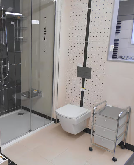 Multi Element Chrome wózek na kółkach z trzema wyjmowanymi plastikowymi szufladami do łazienki