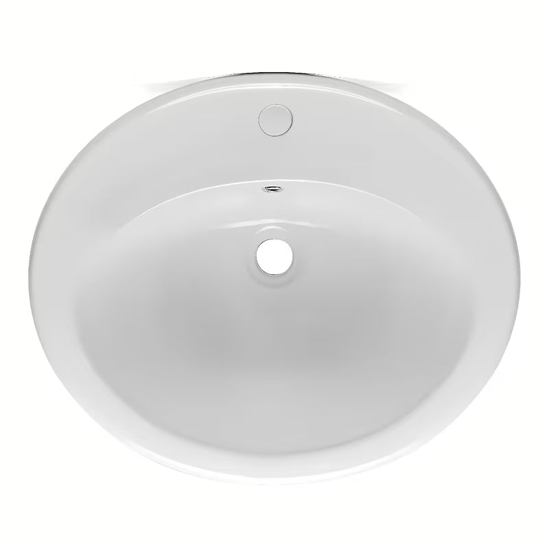 Biała ceramiczna umywalka wpuszczana w blat Multi Eur z otworem pro na baterię pośrodku, 55 x 47,5 cm.