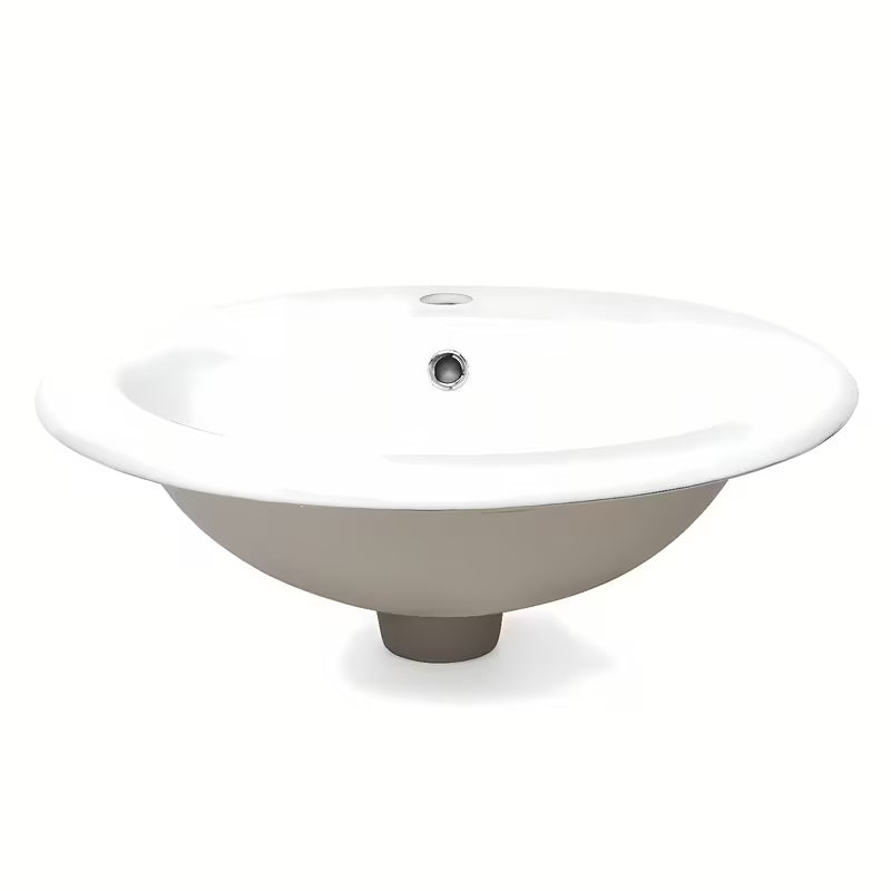 Biała ceramiczna umywalka wpuszczana w blat Multi Eur z otworem na pro baterię pośrodku, 51x45,5 cm.