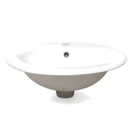 Biała ceramiczna umywalka wpuszczana w blat Multi Eur z otworem na pro baterię pośrodku, 51x45,5 cm.