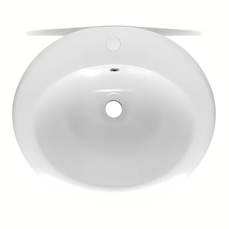 Biała ceramiczna umywalka wpuszczana w blat Multi Eur z otworem na pro baterię pośrodku, 51x45,5 cm.