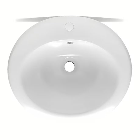 Biała ceramiczna umywalka wpuszczana w blat Multi Eur z otworem na pro baterię pośrodku, 51x45,5 cm.