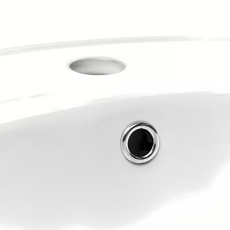 Biała ceramiczna umywalka wpuszczana w blat Multi Eur z otworem na pro baterię pośrodku, 51x45,5 cm.