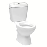 Biała KOMPAKT wc Multi Eur w klasycznym stylu, z odpływem poziomym i mechanizmem DualFlush