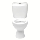 Biała KOMPAKT wc Multi Eur w klasycznym stylu, z odpływem poziomym i mechanizmem DualFlush