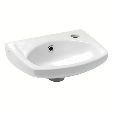 Biała ceramiczna mała umywalka Multi 35x28 cm z otworem na pro baterię po prawej stronie