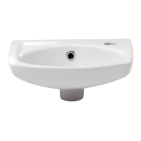 Biała ceramiczna mała umywalka Multi 35x28 cm z otworem na pro baterię po prawej stronie