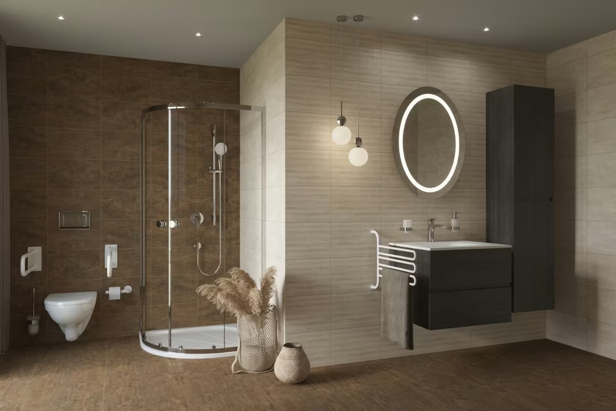 Białe stałe pomocnicze uchwyt do łazienki mocowane do ściany