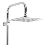 Chromowany system prysznicowy Multi z deszczownicą i słuchawką prysznicową, o kwadratowym designie