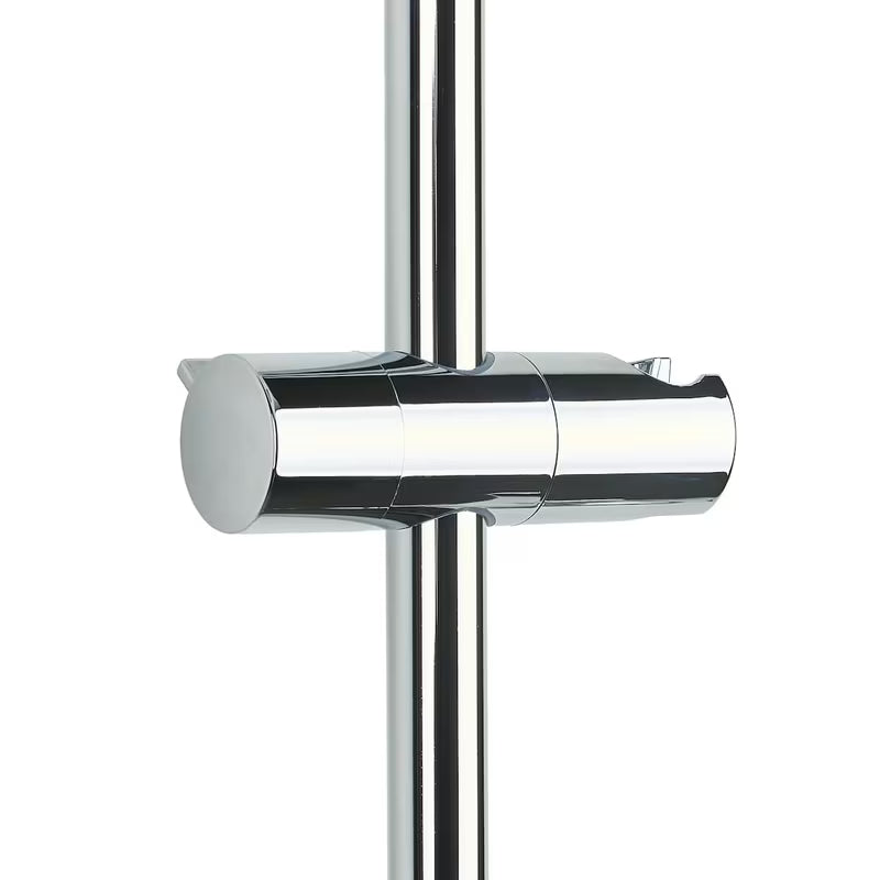 Chromowany system prysznicowy Multi z deszczownicą i słuchawką prysznicową, o kwadratowym designie