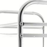 Elegancki łazienkowy na kółkach wózek na kółkach z czterema półkami w wykończeniu Chrome.