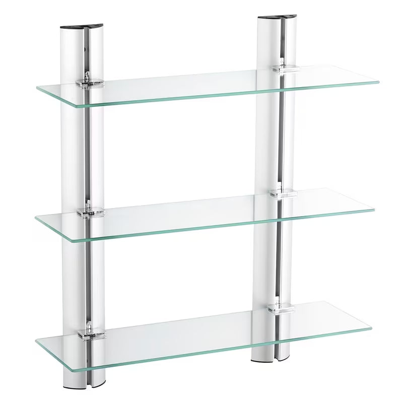 Chromowana łazienkowa ścienna półka Multi Chrome z trzema półkami i kwadratowym designem