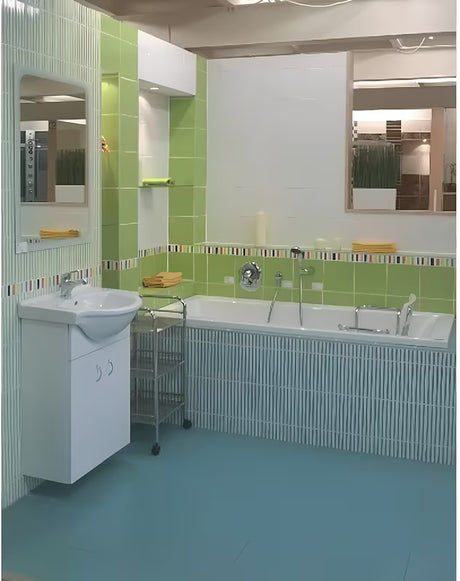Biała szafka łazienkowa Multi Pro s z ceramiczną umywalką i nogami ze stali nierdzewnej