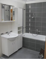 Biała szafka łazienkowa Multi Pro s z ceramiczną umywalką o szerokości 61 cm