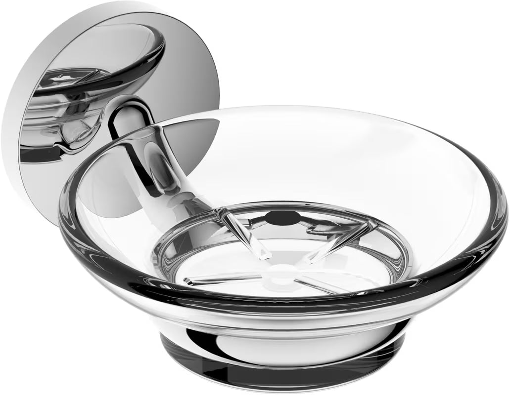 Elegancki mydelniczka Multi Simple w wykończeniu chrome z mosiądzu, cynku i szkła.