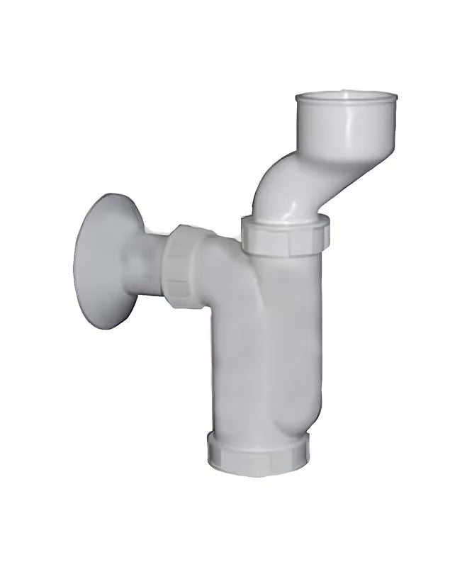 Biały pisuarowy syfon Slovarm Multi w komplecie z mankietem i rurą odpływową 40 mm.
