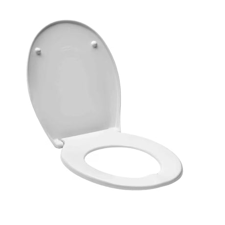Biała DESKA sedesowa Multi Unisetplus z duroplastu z powłoką antybakteryjną i plastikowymi zawiasami z ukrytym mocowaniem.