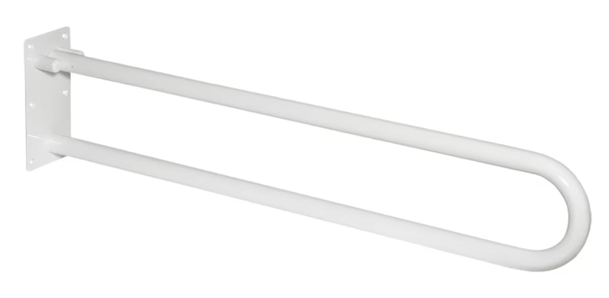 Białe składane pomocnicze uchwyt do łazienki mocowane do ściany