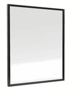 Łazienkowe lustro Naturel z czarną aluminiową ramą o wymiarach 80 x 80 cm.