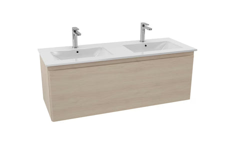 Szafka Naturel Ancona z ceramiczną umywalką podwójną 120x46 cm w dekorze akacja