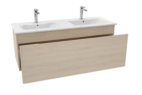 Szafka Naturel Ancona z ceramiczną umywalką podwójną 120x46 cm w dekorze akacja