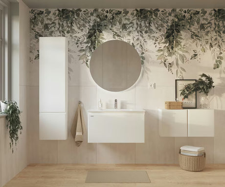 Wisząca szafka łazienkowa z ceramiczną umywalką Naturel Ancona w białym połysku