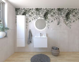 Wisząca zestaw mebli łazienkowych Naturel Ancona w białym dekorze z ceramiczną umywalką i lustrem LED