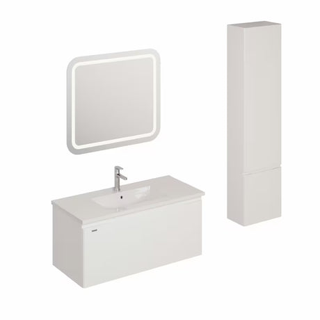 Zestaw mebli Łazienkowych Naturel Ancona w białym połysku z szafką wiszącą i umywalką ceramiczną