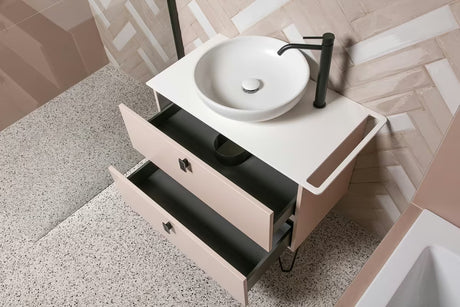 Naturel Art Deco szafka pod umywalkę nablatowy  w kolorze rose beige z czarnymi matowymi akcentami