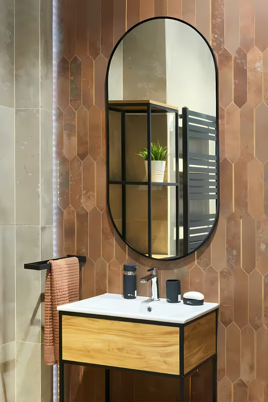 Owalne lustro Naturel B-Way 40x80 cm w kolorze czarnym