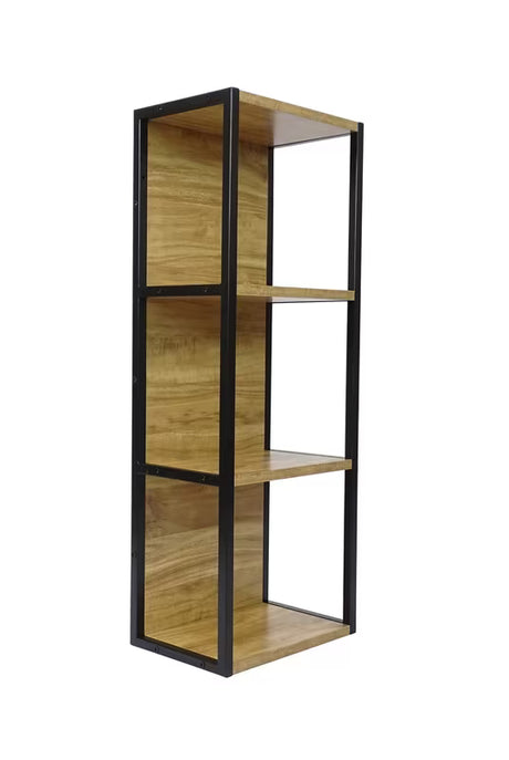 Wisząca półki Naturel Blackframe w dekorze klonu, z czarną metalową ramą i błyszczącym wykończeniem