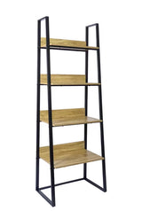Stojący regał Naturel Blackframe z czarną metalową ramą i płytą MDF w dekorze klonu.