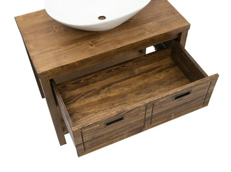 Naturel Country szafka pod umywalkę nablatowy  90 cm z litego świerku w odcieniu palisander