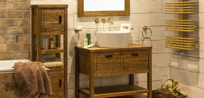 Naturel Country w stylu rustykalnym pro przytulnej łazienki