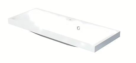 Biała umywalka meblowa Naturel Cube Way 100 x 40 cm z lanego marmuru z otworem na baterię pośrodku