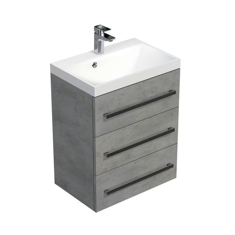 Wisząca szafka łazienkowa z umywalką Naturel Cube Way w dekorze betonowym 60x76,5x40 cm