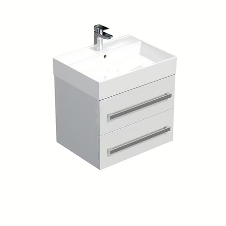 Wisząca szafka łazienkowa SAT Cube Way z umywalką ceramiczną w białym połysku