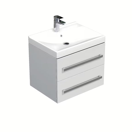 Wisząca szafka łazienkowa SAT Cube Way z umywalką ceramiczną w białym połysku