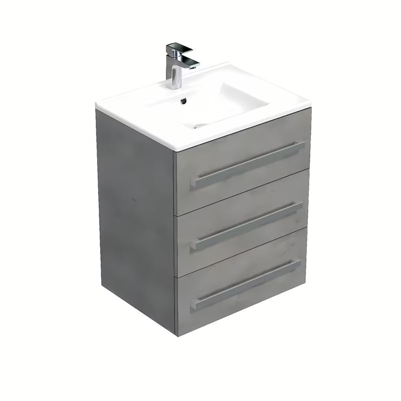 Wisząca szafka łazienkowa z umywalką ceramiczną Naturel Cube Way w dekorze beton