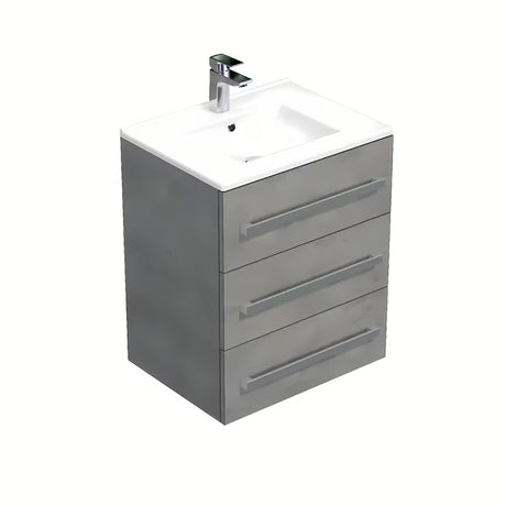 Wisząca szafka łazienkowa z umywalką ceramiczną Naturel Cube Way w dekorze beton